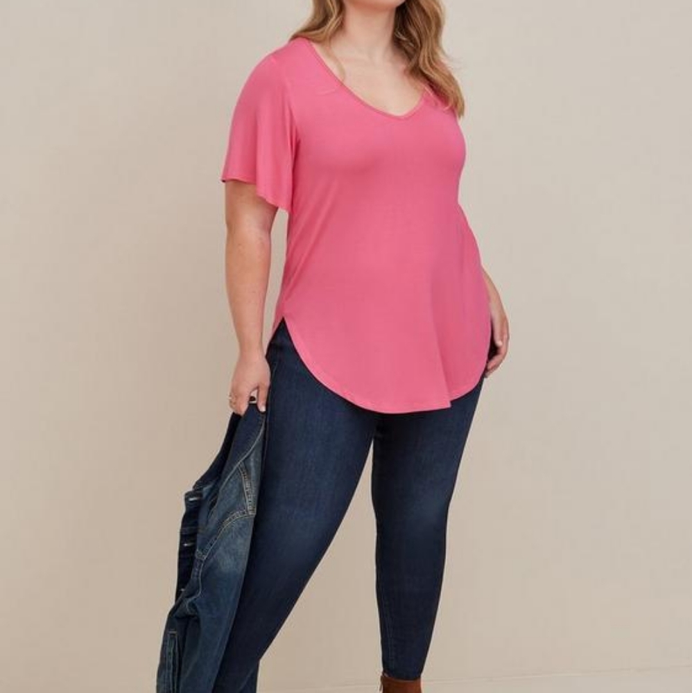 Torrid Favorite Tunic Super Soft V Neck Raglan Bell Sleeve Tee 00X